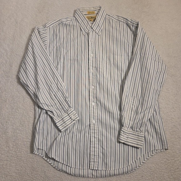 L.L. Bean Other - VTG 90's LL Bean Men's 17-35  Striped Button Down Shirt Made In Hong Kong Single